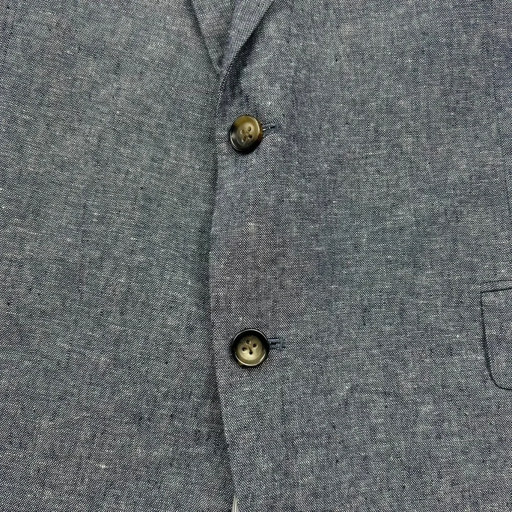 Stafford Classic Fit Linen Cotton Blazer Mens 46 Regular Blue Sport Coat *STAIN*